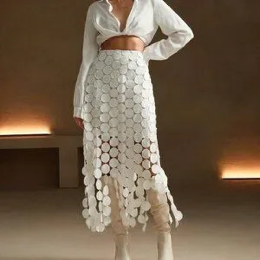 ZARA White Casual Women's Double Layered Maxi Skirt